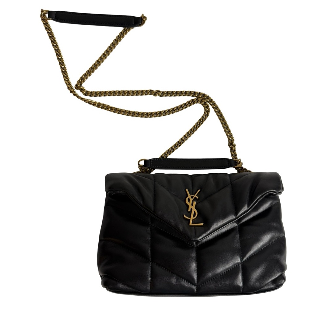 Lou Lou puffer toy Yves Saint Laurent Black Leather Shoulder Bag with Gold Chain